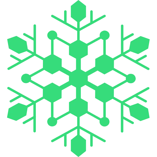 六角形の、雪の結晶(雪片)を模した図柄です。緑色(しゃくし菜色)の花紋様です。